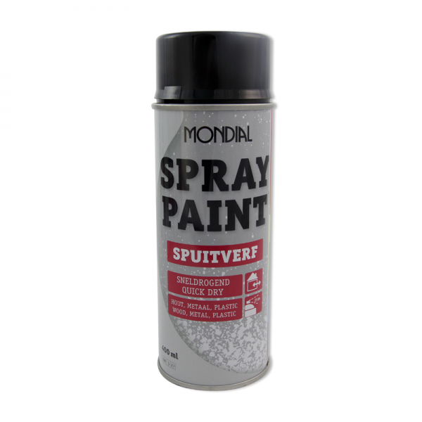 Spuitbus verf Mondial Spray Paint Ral 9005 hoogglans
